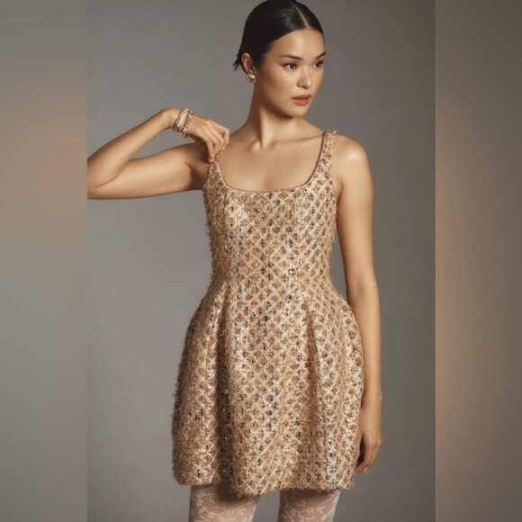 NWT Size 8 Maeve Tweed Fit & Flare Mini Dress - Picture 9 of 16